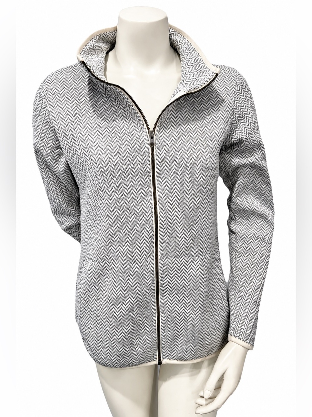 Columbia Jacket Women’s Size M Gray Herringbone Fleece Full Zip - Picture 3 of 11